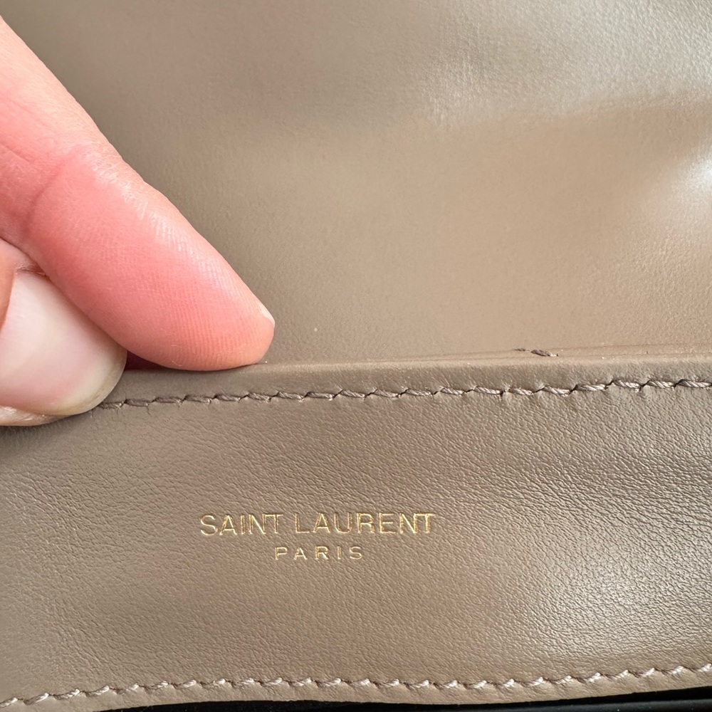 YSL Calfskin Y Quilted Monogram Small Loulou Chain Satchel Dark Beige - Picture 4 of 8
